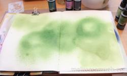 Art Journaling Background Tutorial Using Ink Sprays and a Stencil